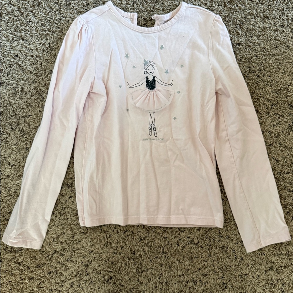 Janie and Jack Light Pink Ballerina Long Sleeve Tee